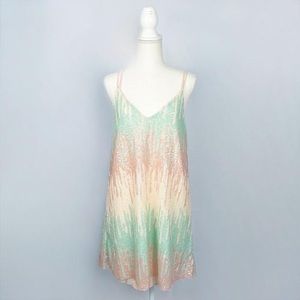 NWT Wishlist Pastel Sequined Shimmer Low Cut Back Mini Dress  - SMALL